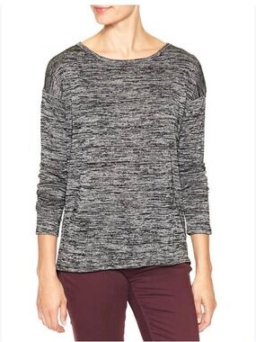 Banana Republic Long-Sleeve Heathered Crewneck Shirt - Dark Gray